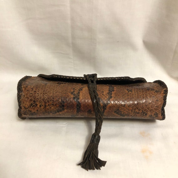 Vintage Brown Genuine Python Crossbody Bag, Dark … - image 6