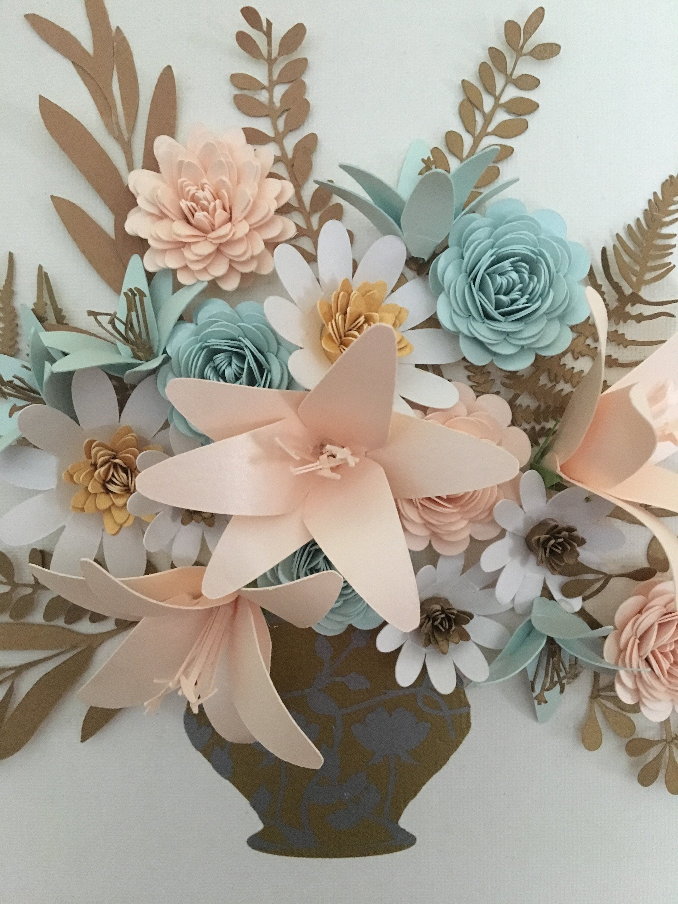 Paper Flower Canvas Featuring Flowers and Foliage created from Etsy