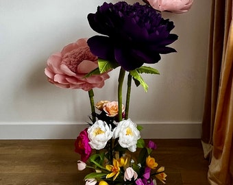 Giant free standing crepe paper peony approximate flower diameter 50cm, approximate height 140-150cm