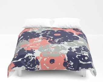 Coral Navy Duvet Etsy