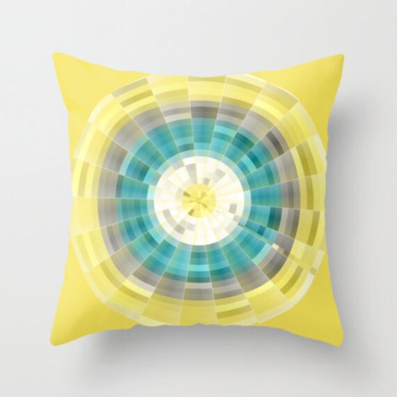 Geometric Pillow Cover In Teal Yellow Grey White Modern Home Decor Living Room Bedroom Accessories Cushion Decorative Pillow Cover