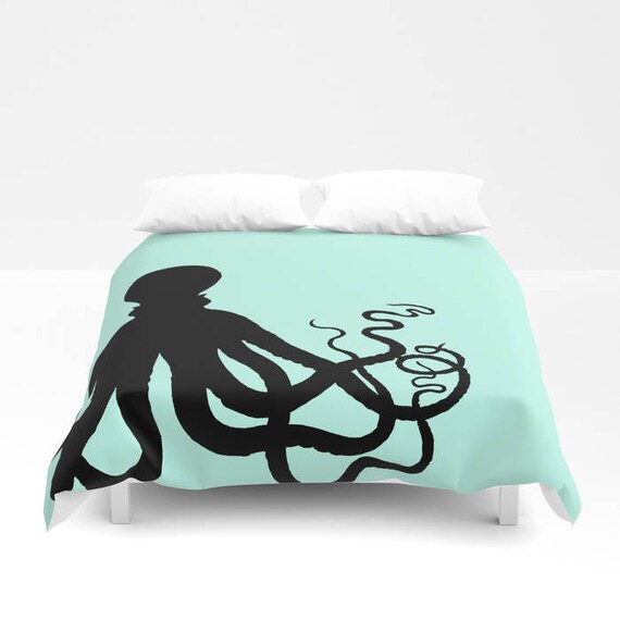 Octopus Duvet Cover Doona Comforter Aqua Black Image 0