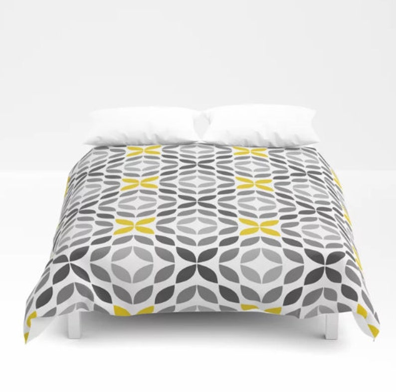Yellow Grey Bedding Duvet Cover Doona Cover Comforter Cover Etsy