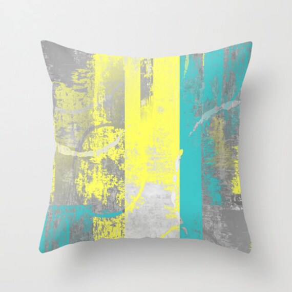 Teal Yellow Pillow Cover Decorative Pillow Throw Pillow Etsy