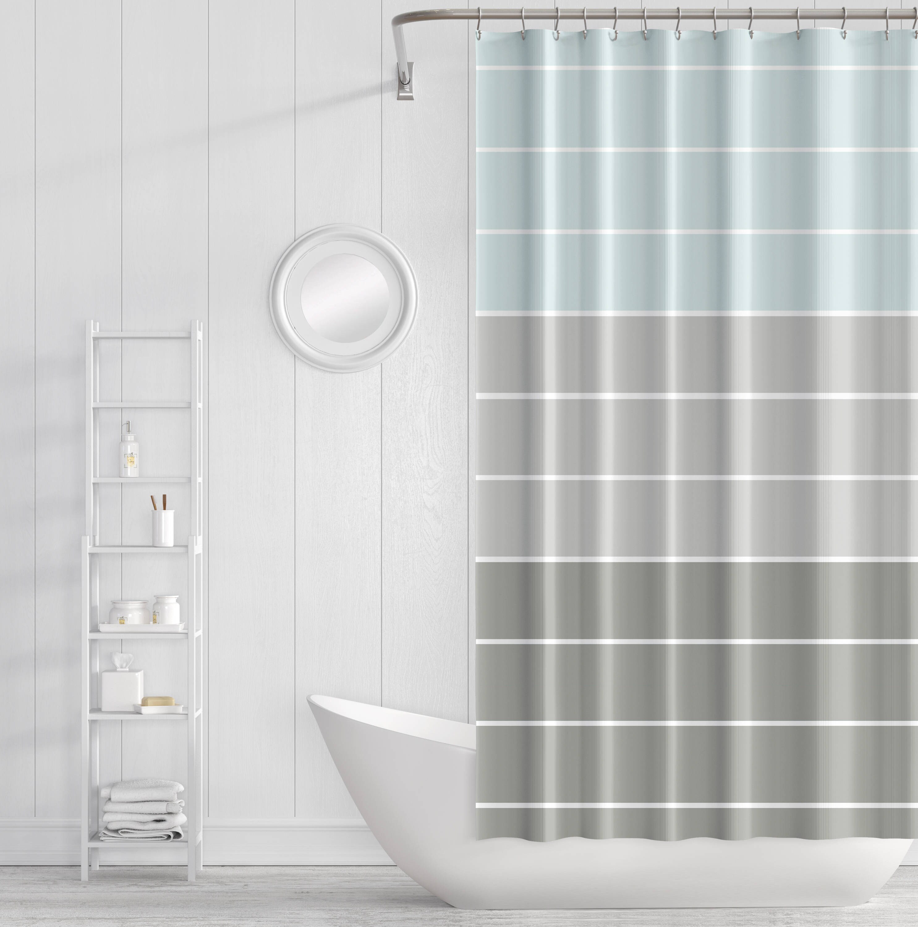 Shower Curtain Striped Bath Grey Light Blue Shower Curtain Striped Bath Grey Light Blue