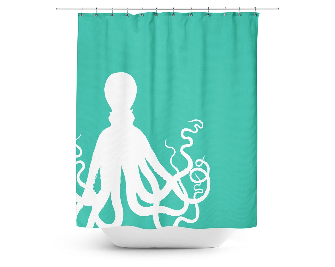 Shower Curtain Octopus Shower Curtain Beach Decor Bathroom Etsy