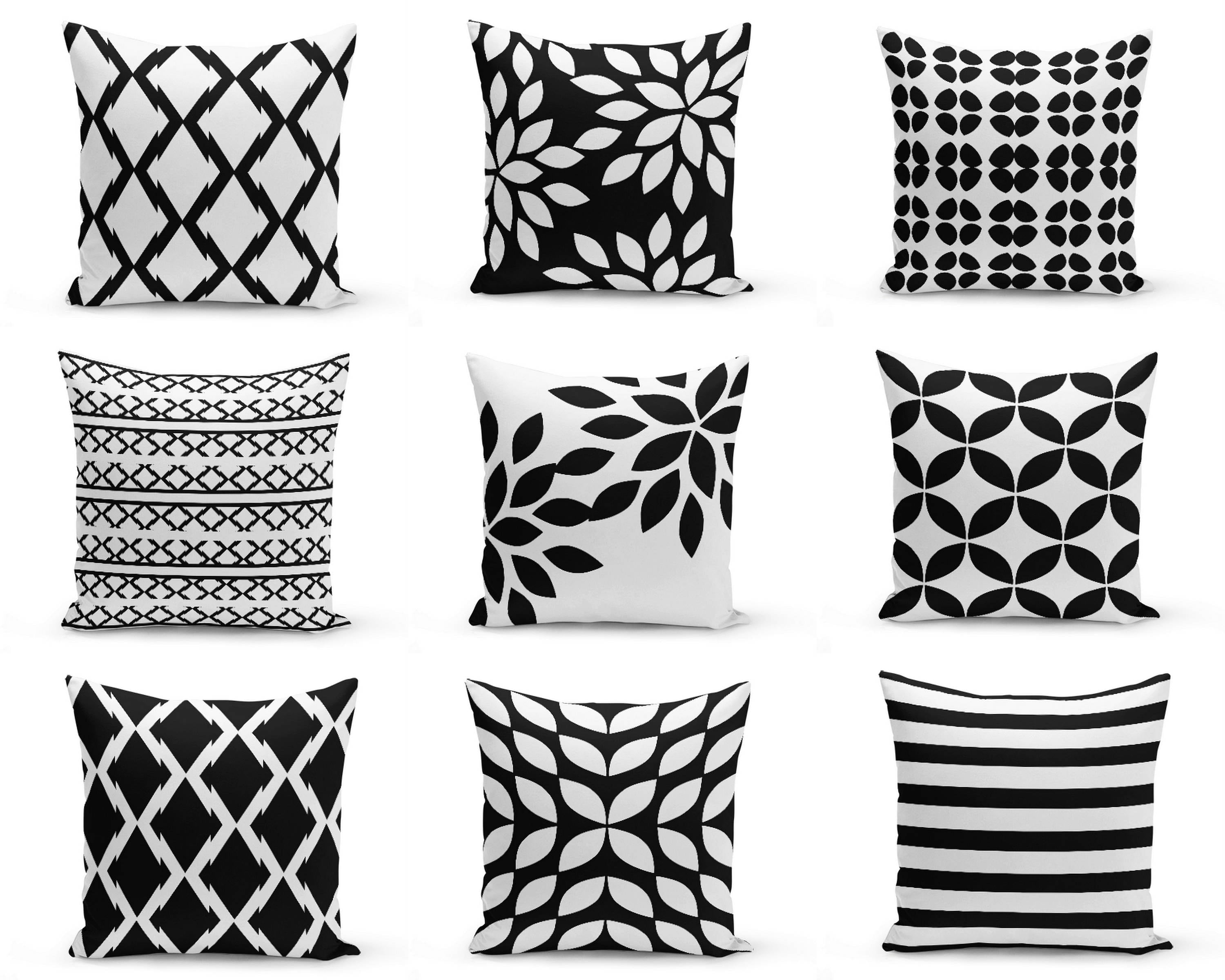Throw Pillow Covers Black White Home Decor Accent Pillow Cover Etsy