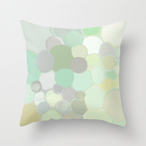 Throw Pillow Cover Green Yellow Grey White Mint Seafoam Modern Etsy
