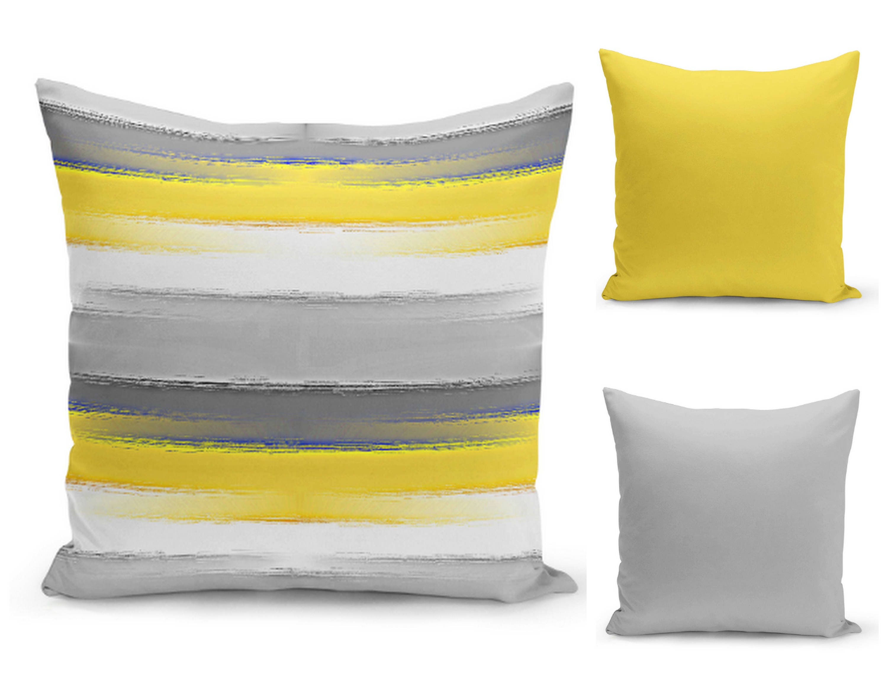 Yellow Grey Pillow Throw Pillow Covers Decorative Pillow Etsy