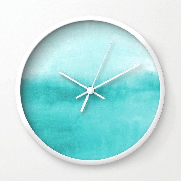 Teal Wall Clock Turquoise Wall Art Modern Wall Clock Home Etsy