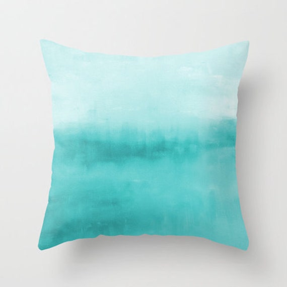 Abstract Throw Pillow Cover Turquoise Aqua Teal Modern Home Etsy