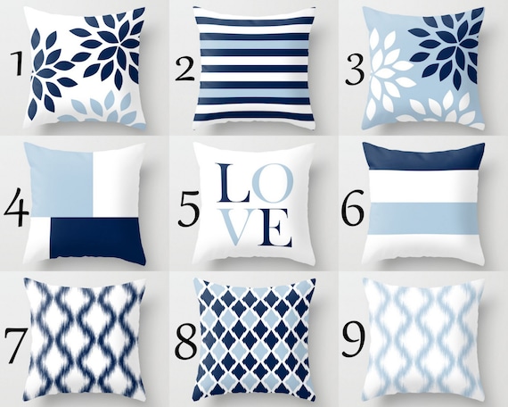 Throw Pillow Covers Light Blue White Navy Blue Pillow Etsy Custom Navy Blue And White Decorative Pillows Throw Pillow Covers Light Blue White Navy Blue Pillow Etsy Custom Navy Blue And White Decorative Pillows