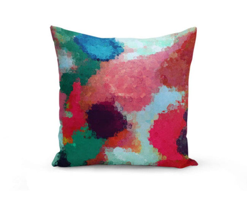 Colorful Throw Pillow Cover Abstract pillow cover pink aqua Etsy