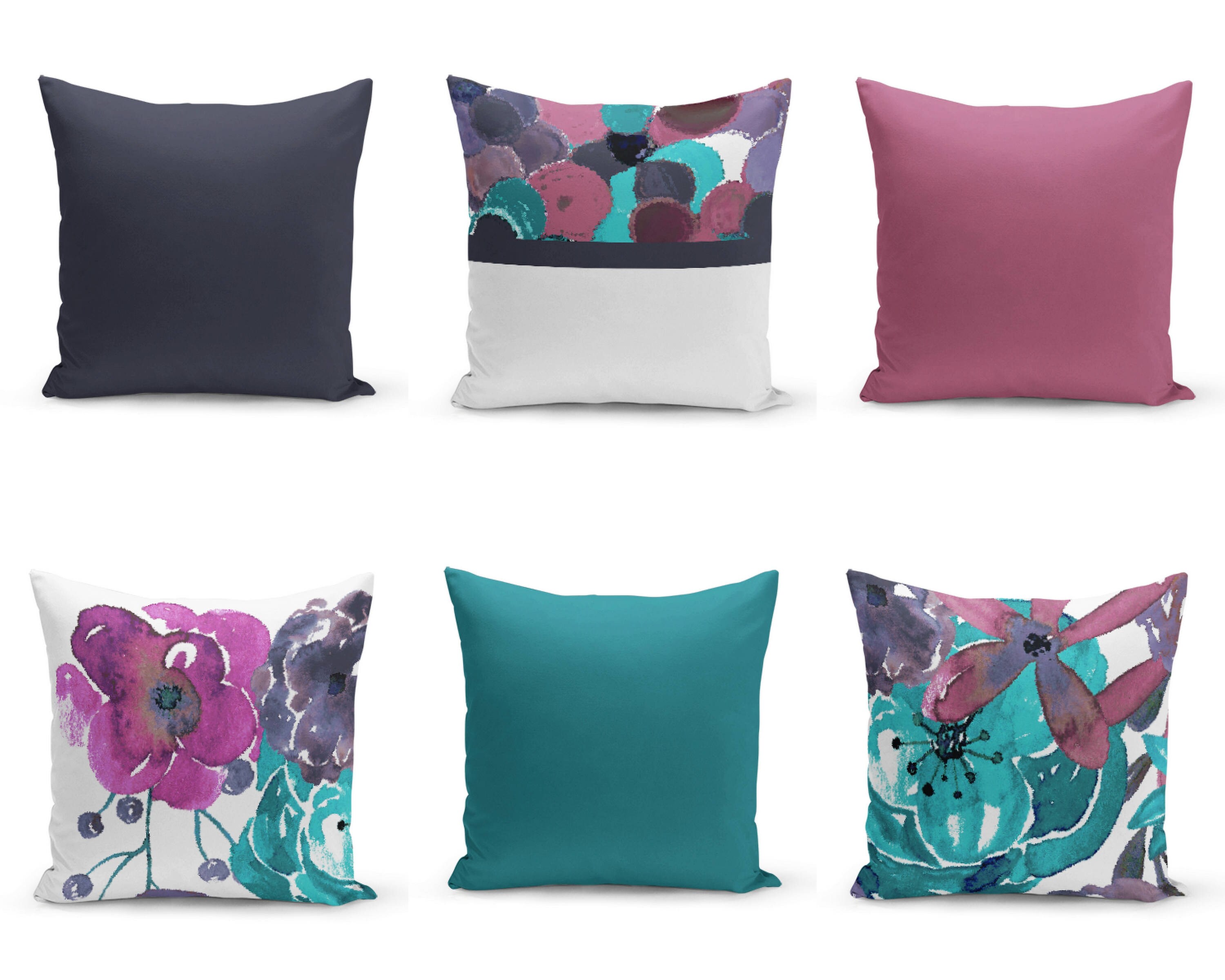 Throw Pillow Covers Purple Teal Mix and Match Decorative Etsy