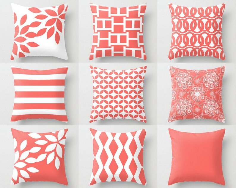 Coral Pillows Decorative Pillow Pillow Cover Coral Throw Etsy