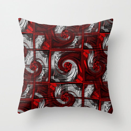 Abstract Pillow Cover Red Black Grey White Modern Home Decor Etsy