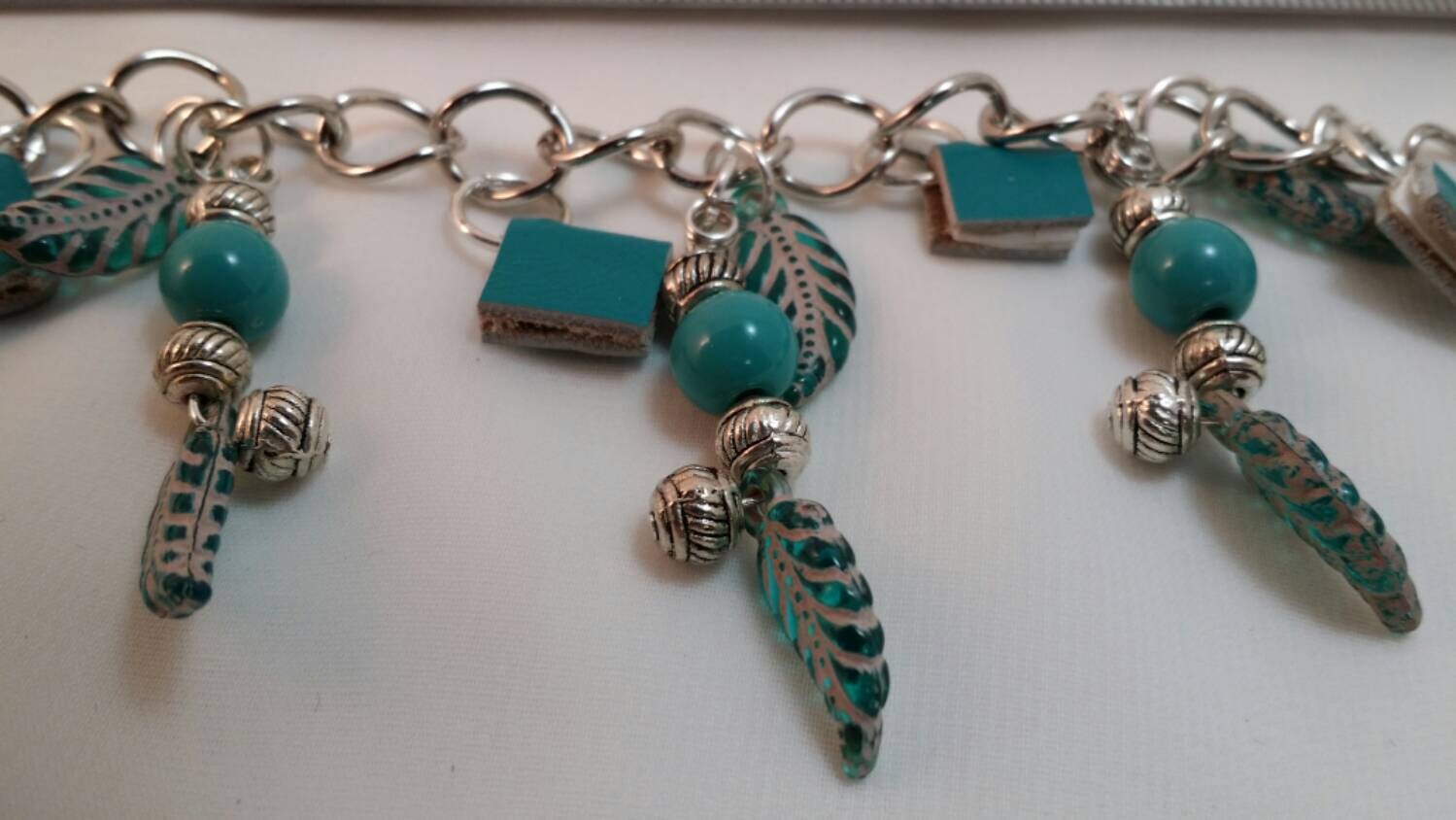 Leather Mini Journal Charm Bracelet Caribbean Blue Etsy