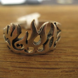 Sterling Silver Biker Flames Filigree Ring Size 12.25