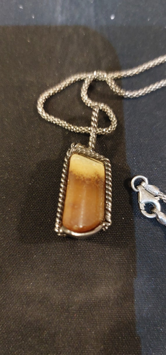 Sterling Silver Brown yellow Agate Rope Cage Chai… - image 5