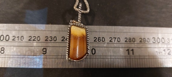 Sterling Silver Brown yellow Agate Rope Cage Chai… - image 3