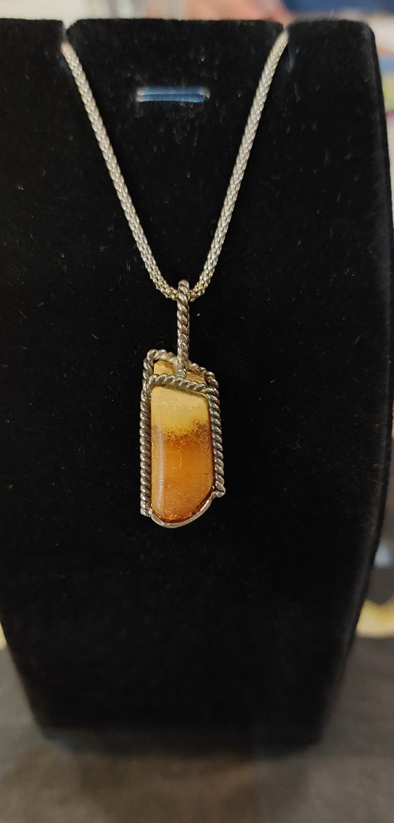 Sterling Silver Brown yellow Agate Rope Cage Chai… - image 6