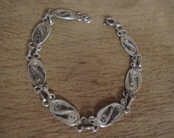 Sterling Silver Filigree Link Bracelet 6.5" (2699)