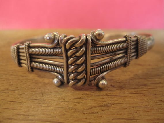 Unique Kimberly Keyworth Sterling Silver Cuff Bracelet With Garnet Accent