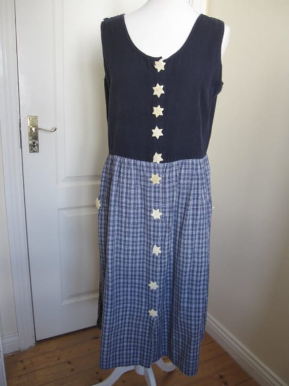 Vintage Navy Blue Cotton German Austrian Tyrol Pl… - image 1