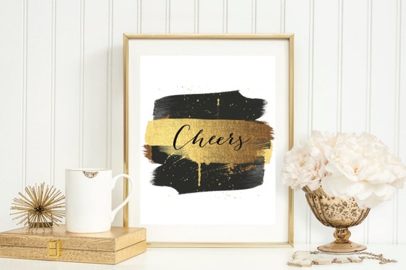 Black And Gold Cheers Sign Bridal Shower Decor Etsy