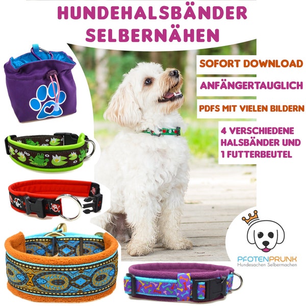 5in1 Hundehalsband Selbernähen DIY PDF Anleitungen Download Nähanleitung Schnittmuster Nähen Hund Halsband Futterbeutel *German ONLY*