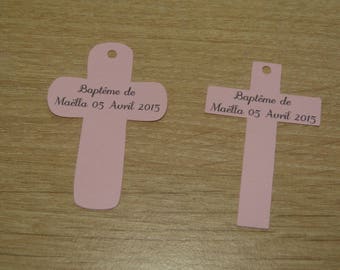 Étiquettes croix pour contenants à dragées, baptême, communion