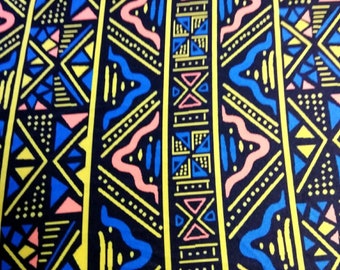 Mud cloth Print Stretchy Spandex Kente fabric per yard /African Leggings or dress fabric