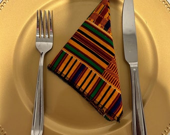 Kente #1 African Napkins, Kente for Home Decor, African Party Napkins