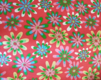 Red Cotton print Power of Flower fabric Print country floral fabric, per yard