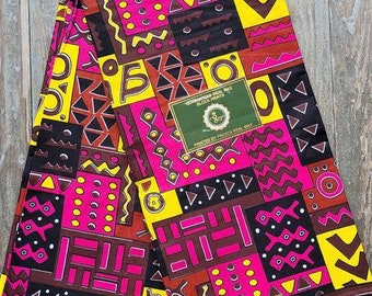 Pink Yellow Ankara African fabric per yard / African textiles/ African prints/  Clothing/ Decor