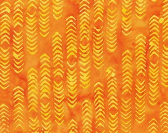 Fire Color Batik Fabric Per Yard, Orange Gold Batik by Anthology, Cotton print batik fabric for sewing and quilting