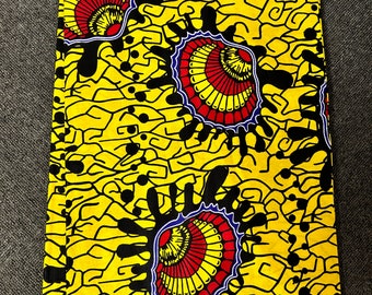 36"x45" Yellow African fabric, African Cotton fabric by the yard, Ethnic fabric / Sewing / Quilting / Ankara Fabric