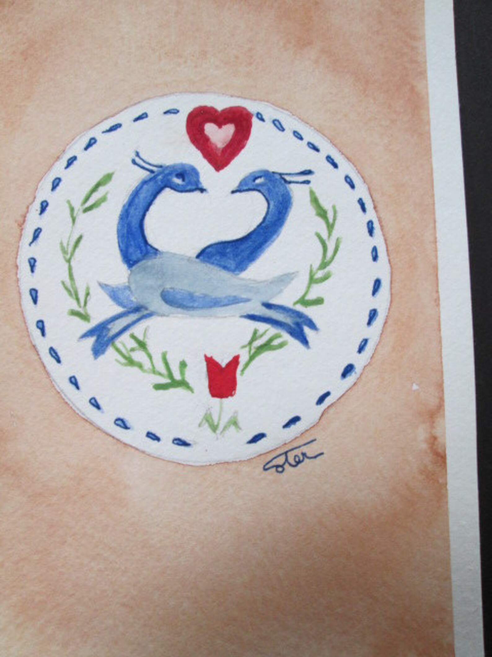 Pennsylvania Dutch Good Luck Sign Original Watercolor Etsy