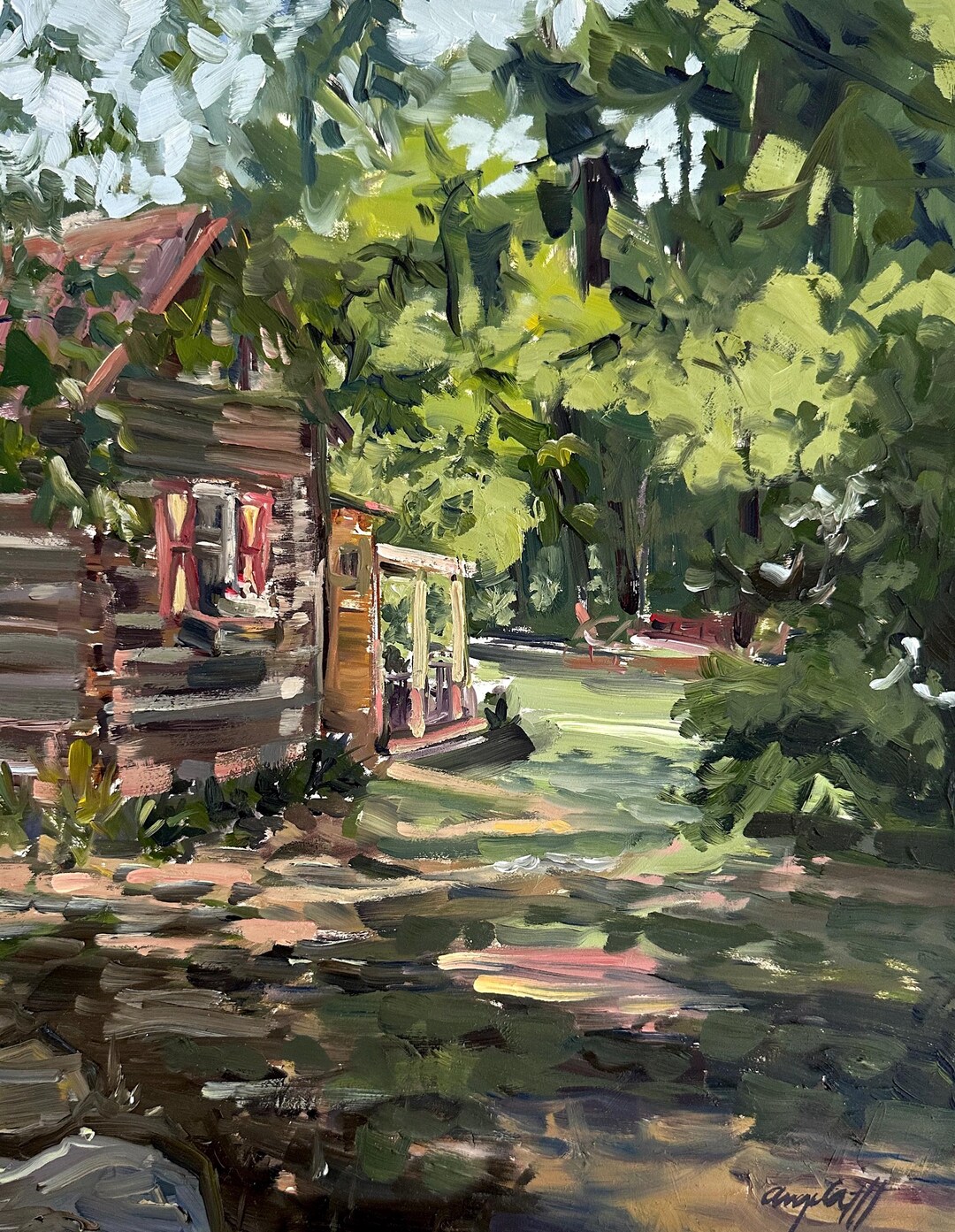 Original Oil Painting of Cabin in the Woods, Nature Lover Wall Decor ...