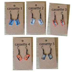 Cassette tape dangle earrings