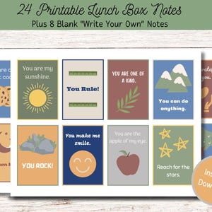 Kinder Lunch Box Notizen zum Ausdrucken, Ermutigungskarten, Positive Notizen für Kinder, motivierende Notizen, Worte der Affirmation, Sofort Download