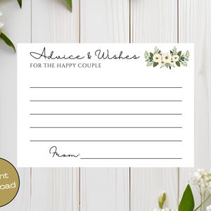 "Hochzeitsratschläge und Wünsche, ""Brautpaar"", Hochzeitskarten, Brautparty, Verlobungsfeier, Sofort-Download, 01."
