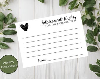 Printable Baby Shower Game: Baby Advice and Wishes Cards, Instant Download for Parents to Be, Wishes for New Baby, 02