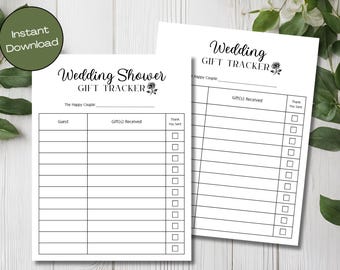 Wedding Shower Gift Tracker, Wedding Gift List, Printable Gift Log, Gift Recorder, Bridal Shower, Special Occasion, Instant Download, 05