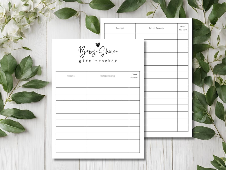 Baby Shower Gift Tracker Printable Gift List Gift Recorder Instant ...