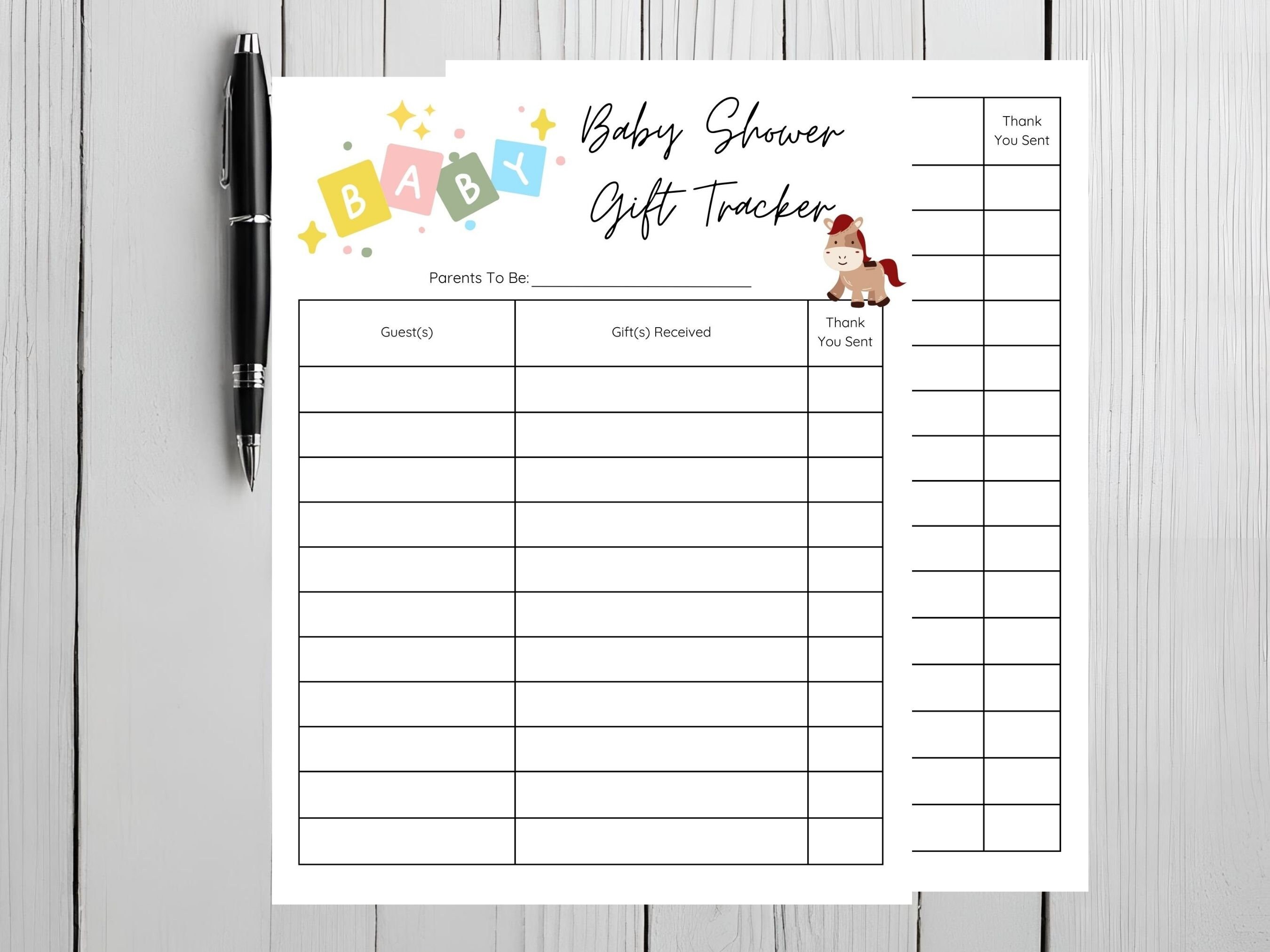 Baby Shower Gift Tracker, Printable Gift Log, Simple Gift List, Gift ...