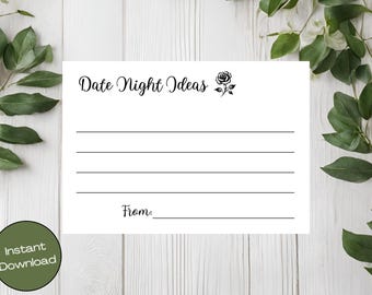 Cartes d'idées pour un rendez-vous galant pour les couples, jeu imprimable de douche de mariage, activité de douche nuptiale, enterrement de vie de jeune fille, téléchargement immédiat, 05
