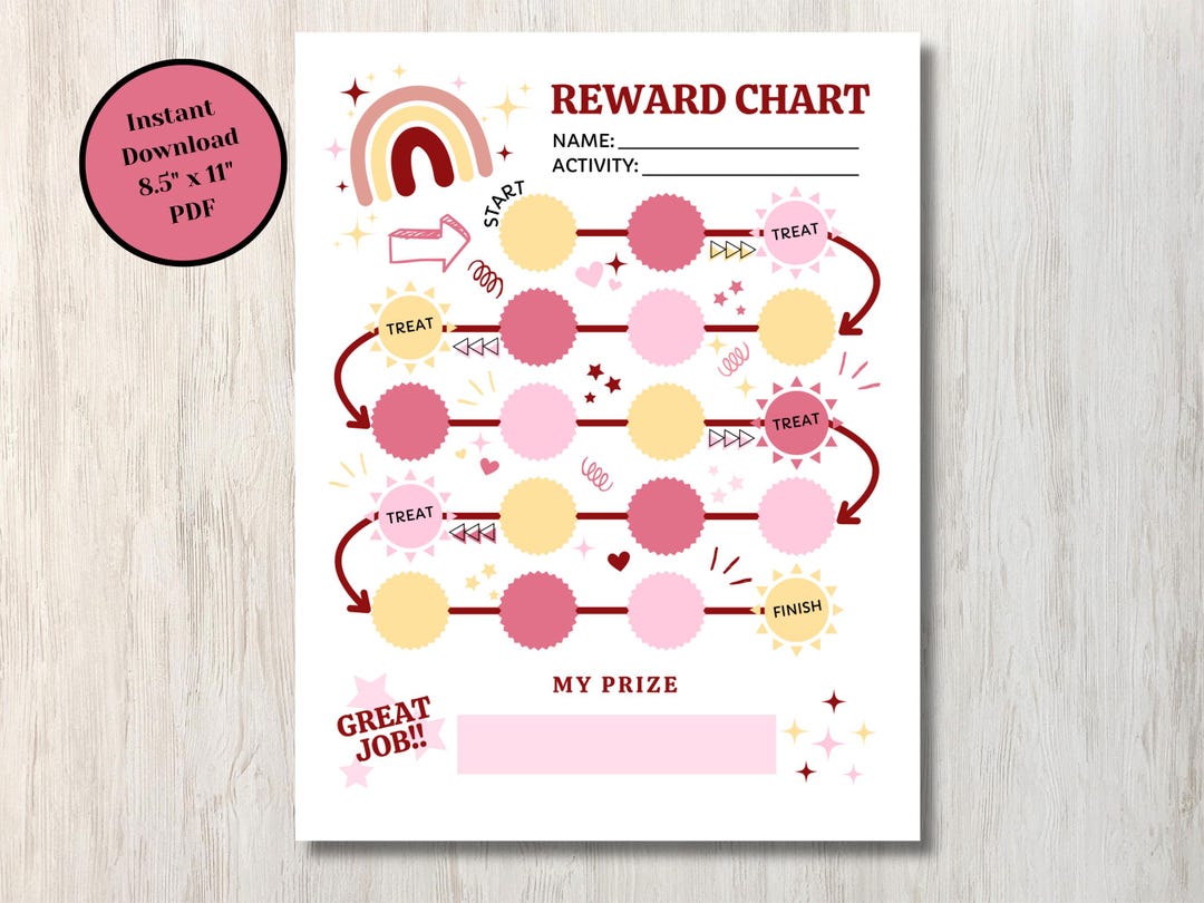Reward Chart for Kids, Printable Sticker Chart, Bedtime Routine Log ...