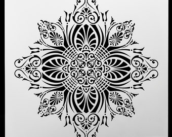 Decorative Floral Crest.  Wall / Art / Craft / Painting / Makeup / Furniture / Tattoo / Overlay Airbrush Stencil.