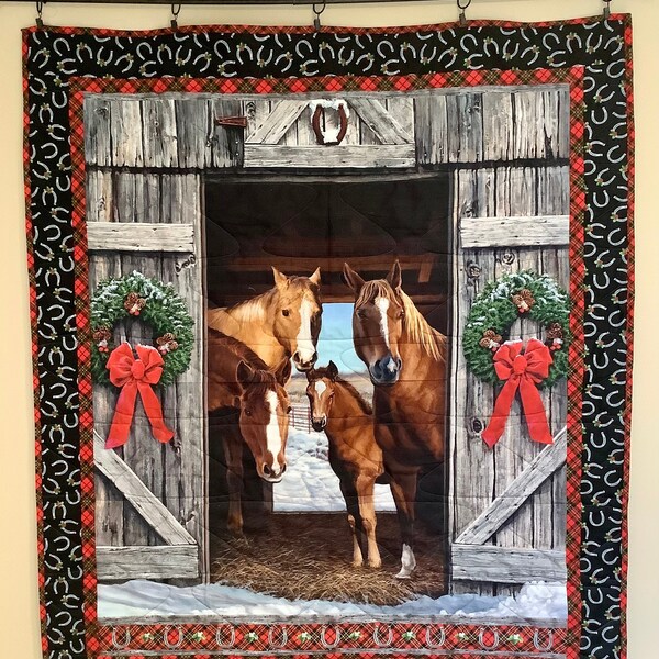 Christmas Horse Quilted Blanket NCU0DV1610